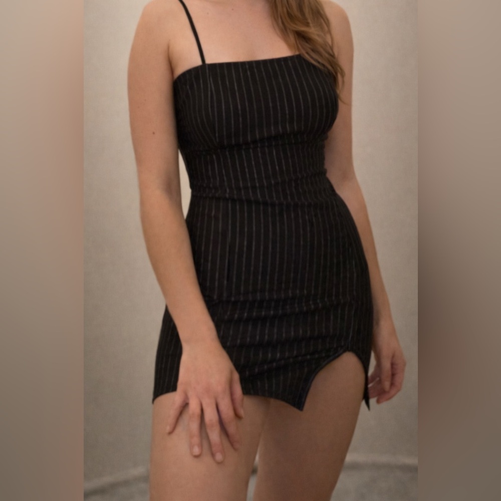 Forever 21 Black Pinstripe Mini Dress